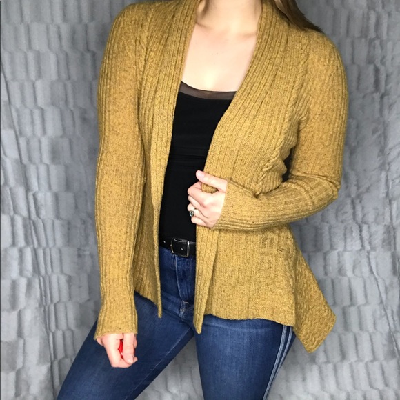 mustard wool cardigan
